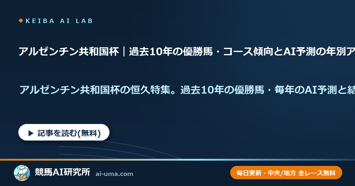 アルゼンチン共和国杯｜過去10年の優勝馬・コース傾向とAI予測の年別アーカイブ