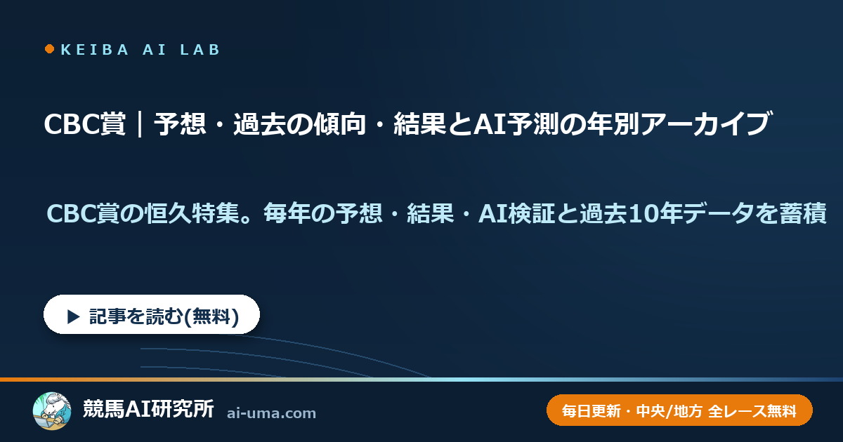 CBC賞｜予想・過去の傾向・結果とAI予測の年別アーカイブ