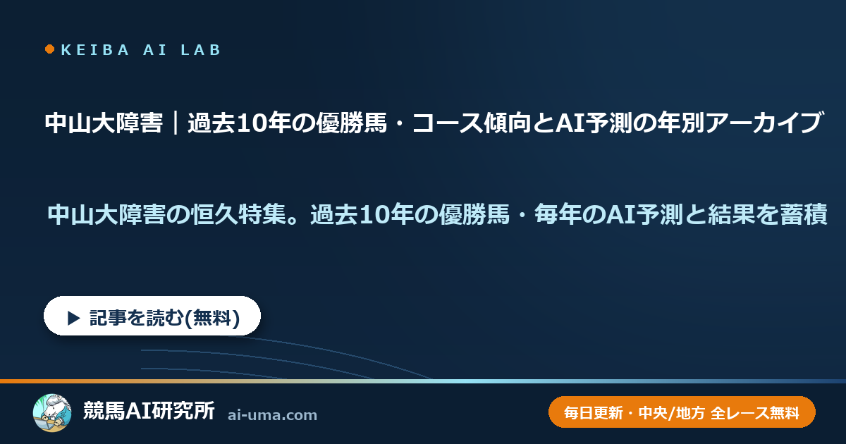 中山大障害｜過去10年の優勝馬・コース傾向とAI予測の年別アーカイブ