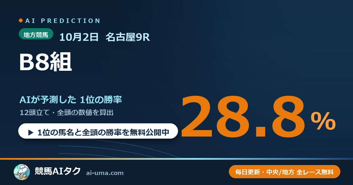 2026年10月2日 名古屋9R B8組