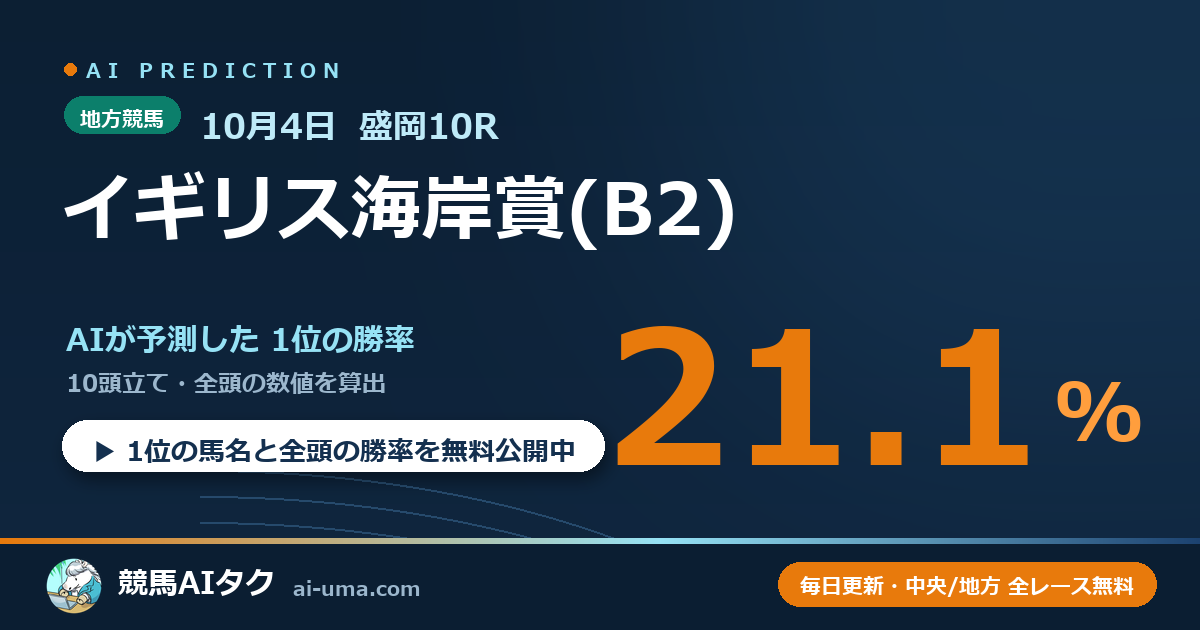 2026年10月4日 盛岡10R イギリス海岸賞(B2)