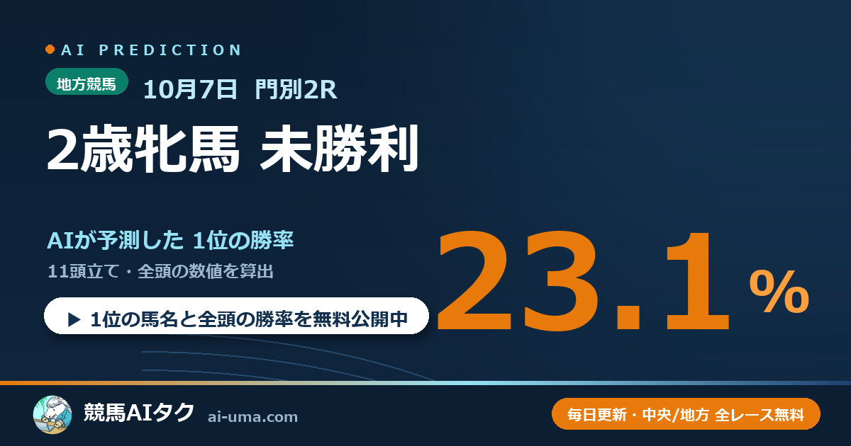 2026年10月7日 門別2R 2歳牝馬 未勝利