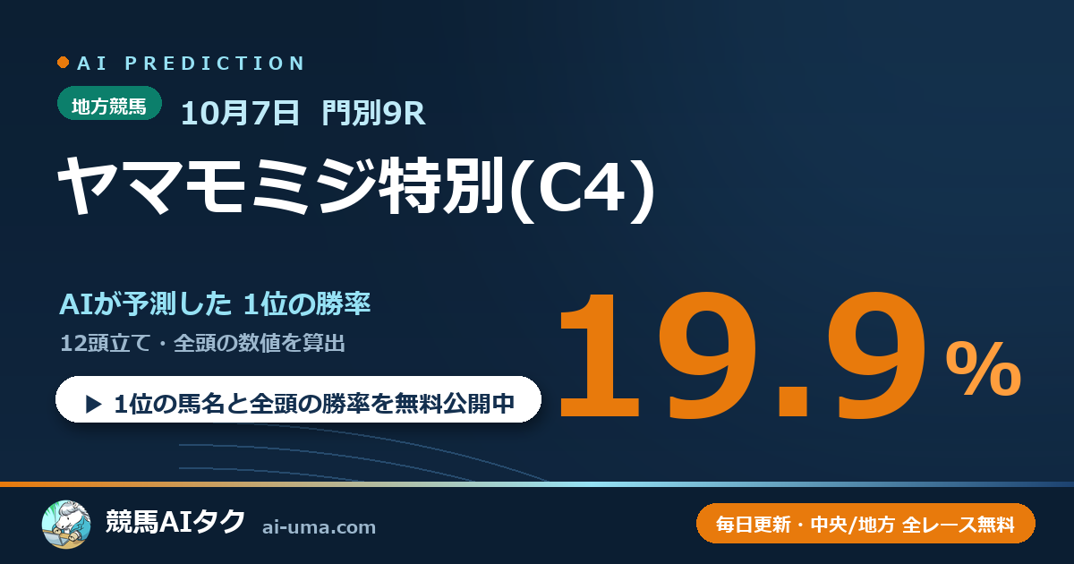 2026年10月7日 門別9R ヤマモミジ特別(C4)