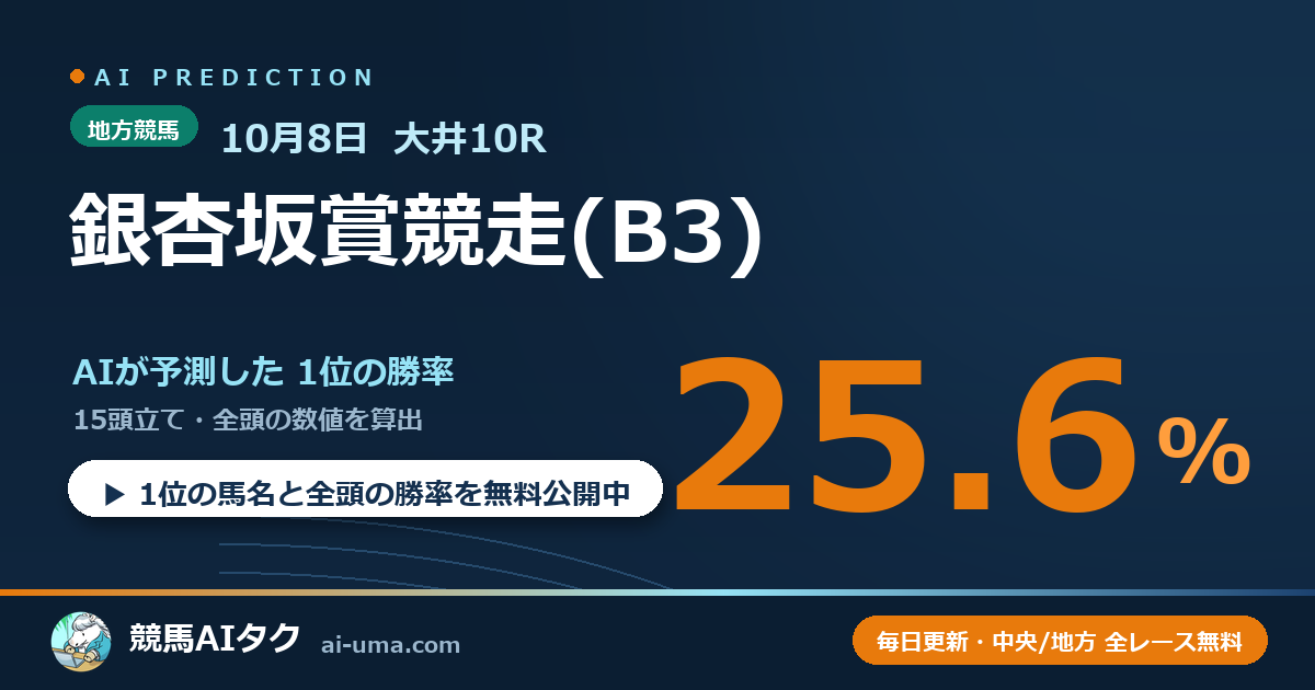 2026年10月8日 大井10R 銀杏坂賞競走(B3)