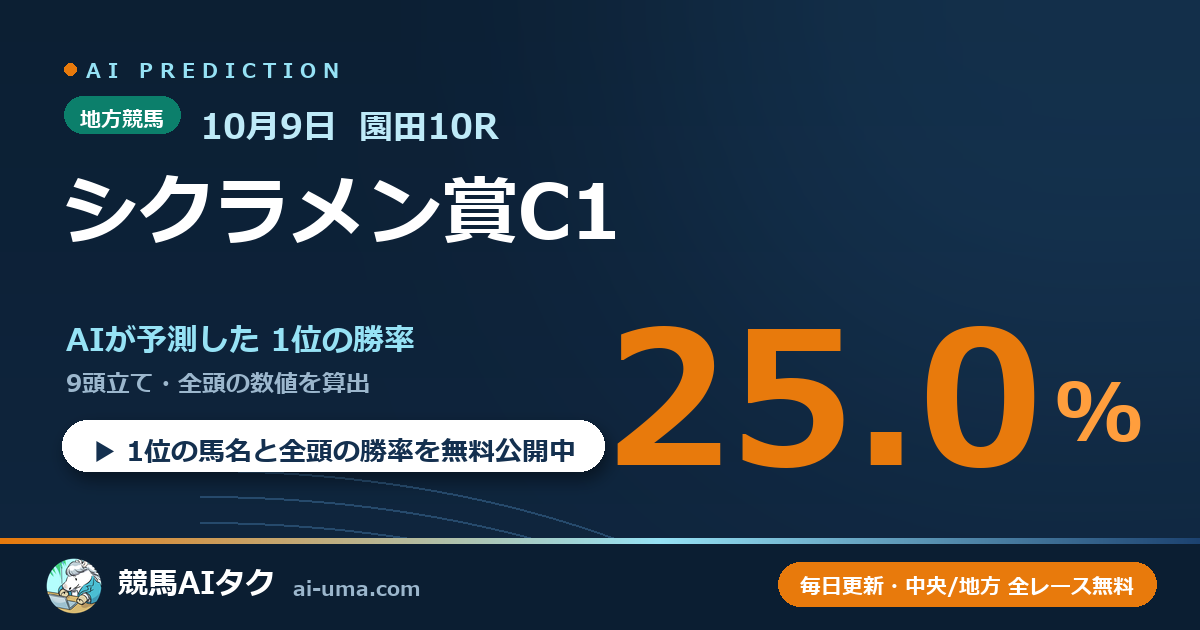 2026年10月9日 園田10R シクラメン賞C1