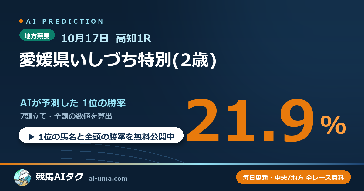 2026年10月17日 高知1R 愛媛県いしづち特別(2歳)