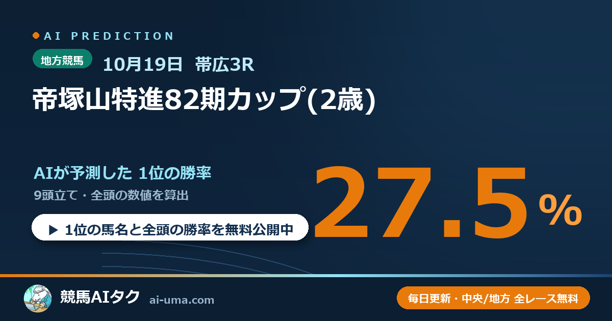 2026年10月19日 帯広3R 帝塚山特進82期カップ(2歳)
