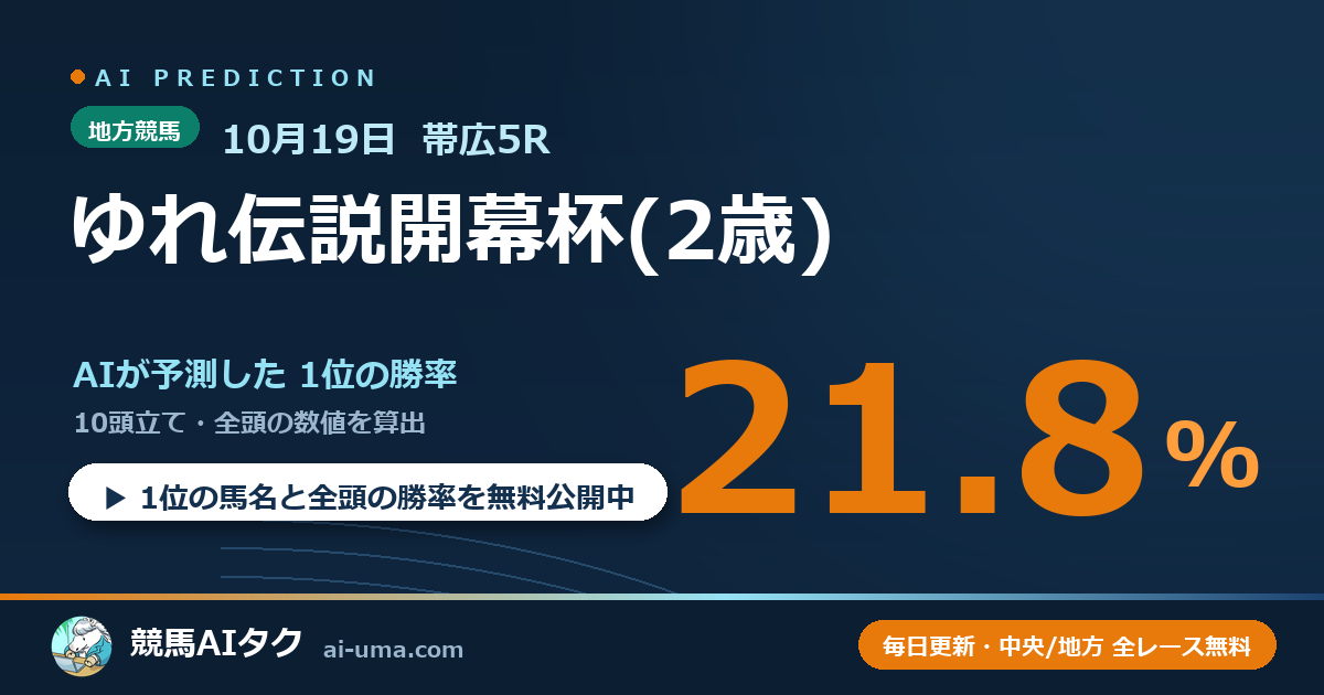 2026年10月19日 帯広5R ゆれ伝説開幕杯(2歳)
