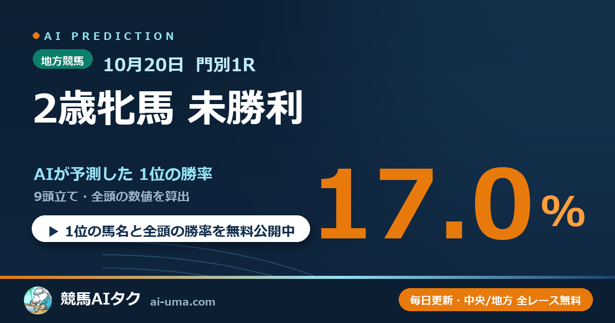 2026年10月20日 門別1R 2歳牝馬 未勝利