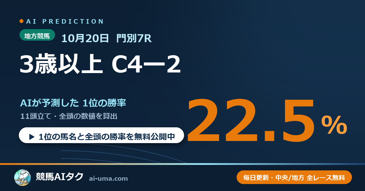 2026年10月20日 門別7R 3歳以上 C4ー2