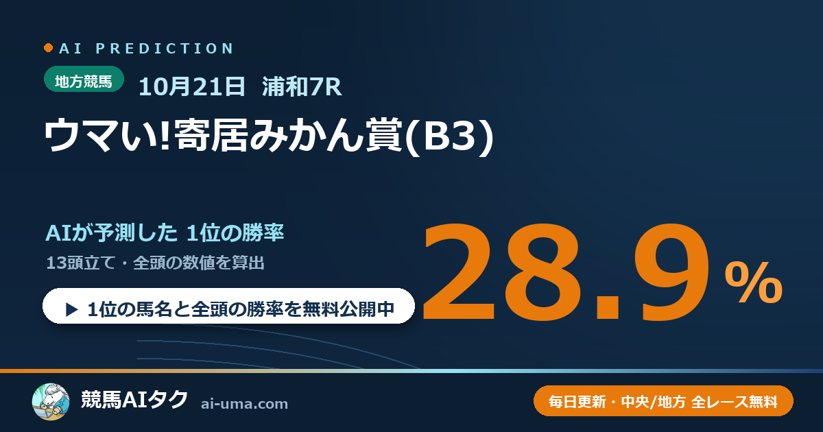 2026年10月21日 浦和7R ウマい!寄居みかん賞(B3)